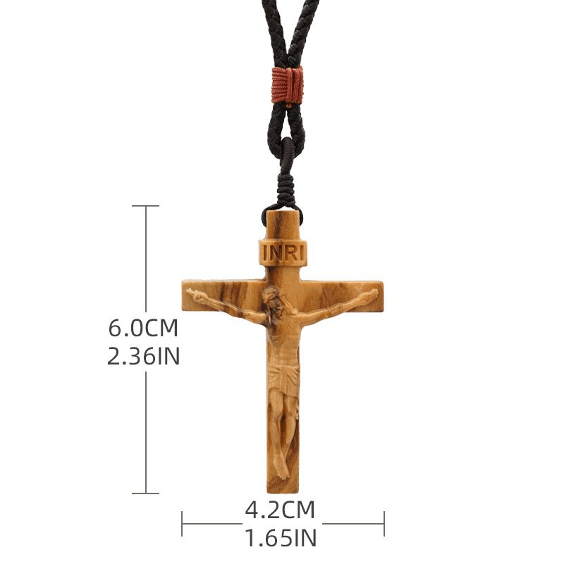 FAITH AS YOUR ARMOR: Jesus Crucifix Wooden Necklace