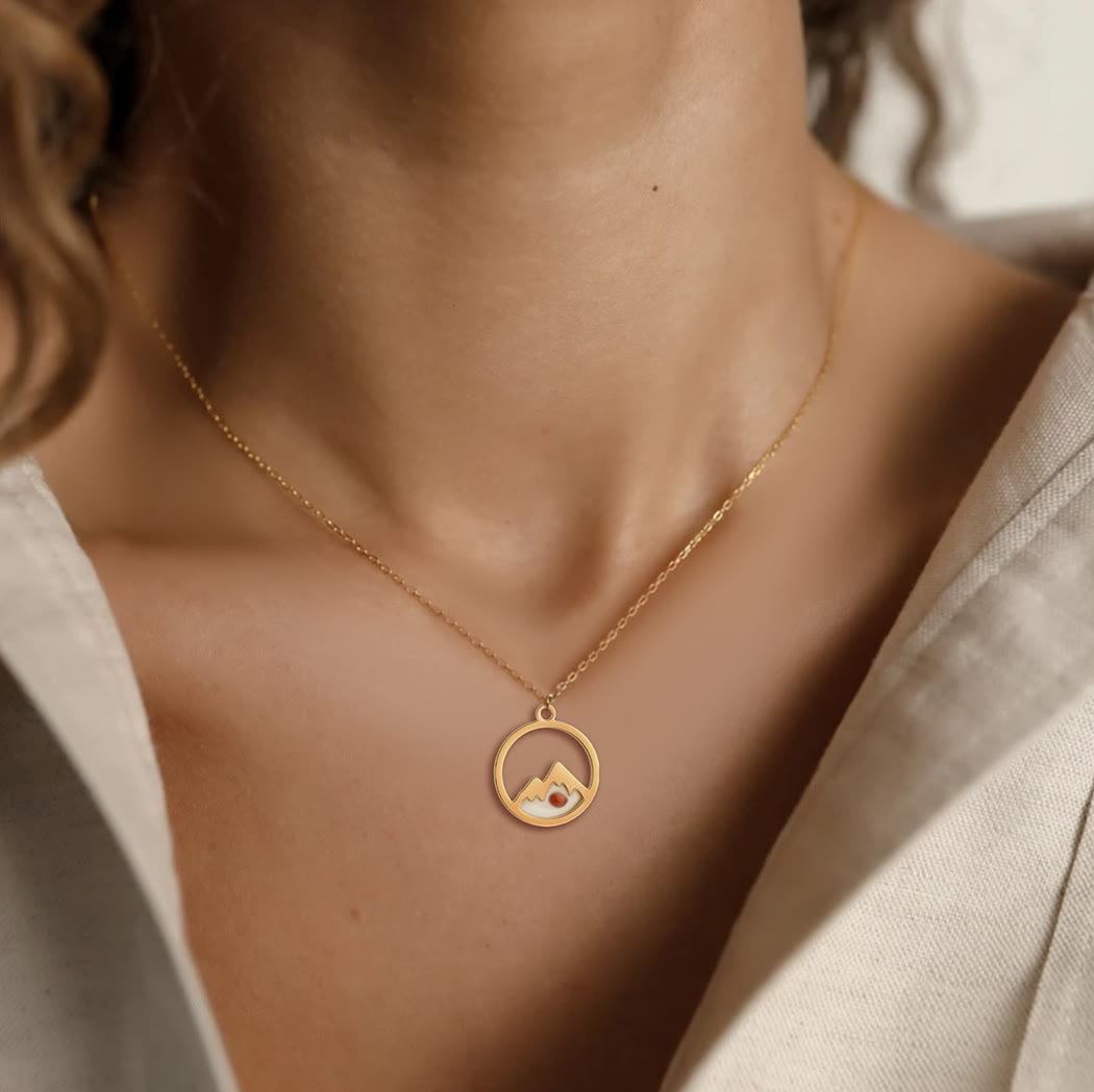 Modern Style Mountain Mustard Seed Faith Pendant Necklace