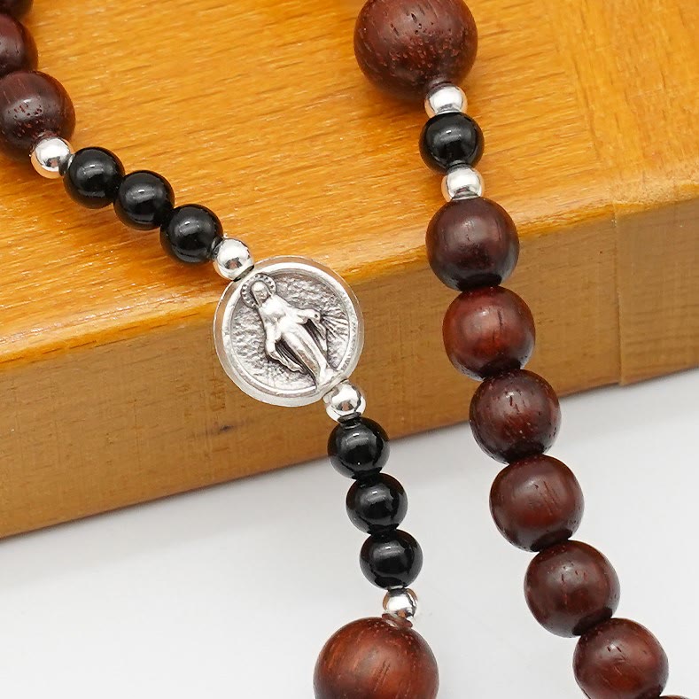 6mm Rosewood Three-circle Elastic Bracelet Divine Rosary Beads