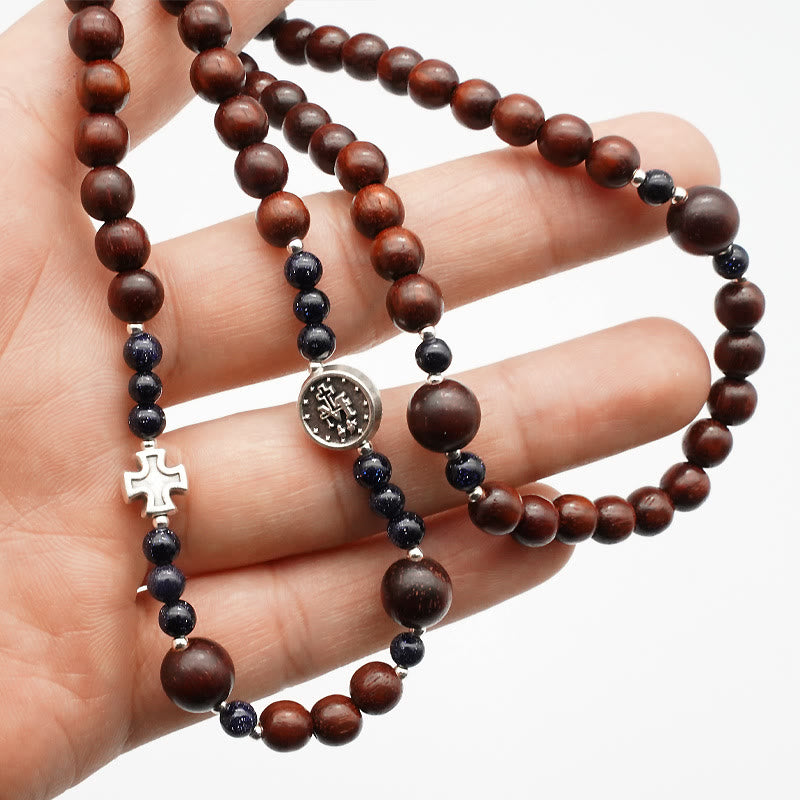 6mm Rosewood Three-circle Elastic Bracelet Divine Rosary Beads