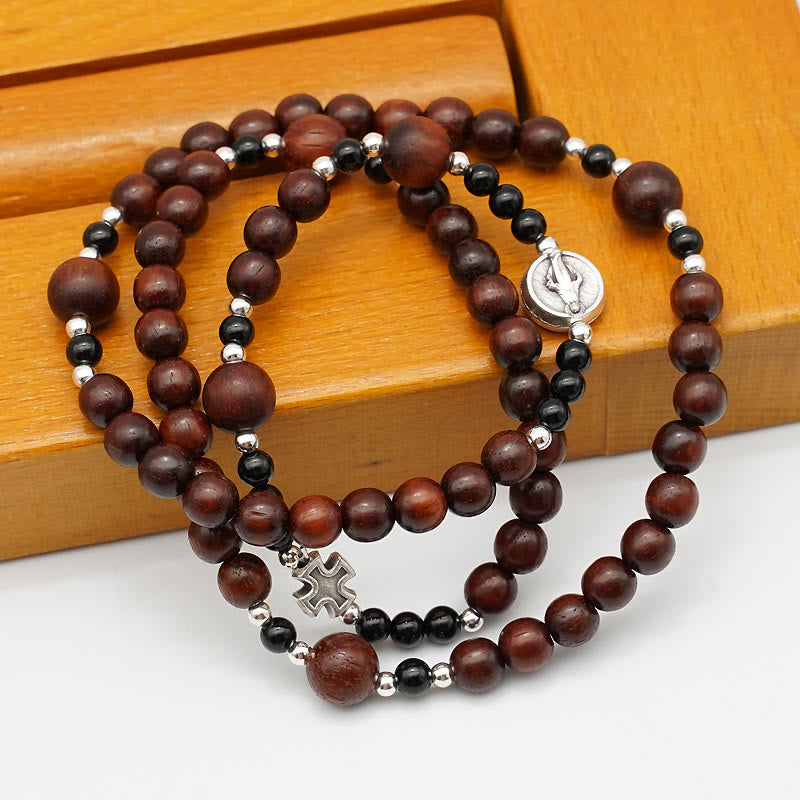 6mm Rosewood Three-circle Elastic Bracelet Divine Rosary Beads