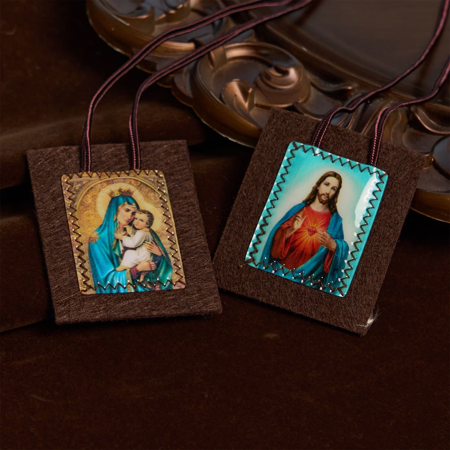 Blessed Brown Wool Scapular of Our Lady of Mt. Carmel & Sacred Heart: Unique Spiritual Bond