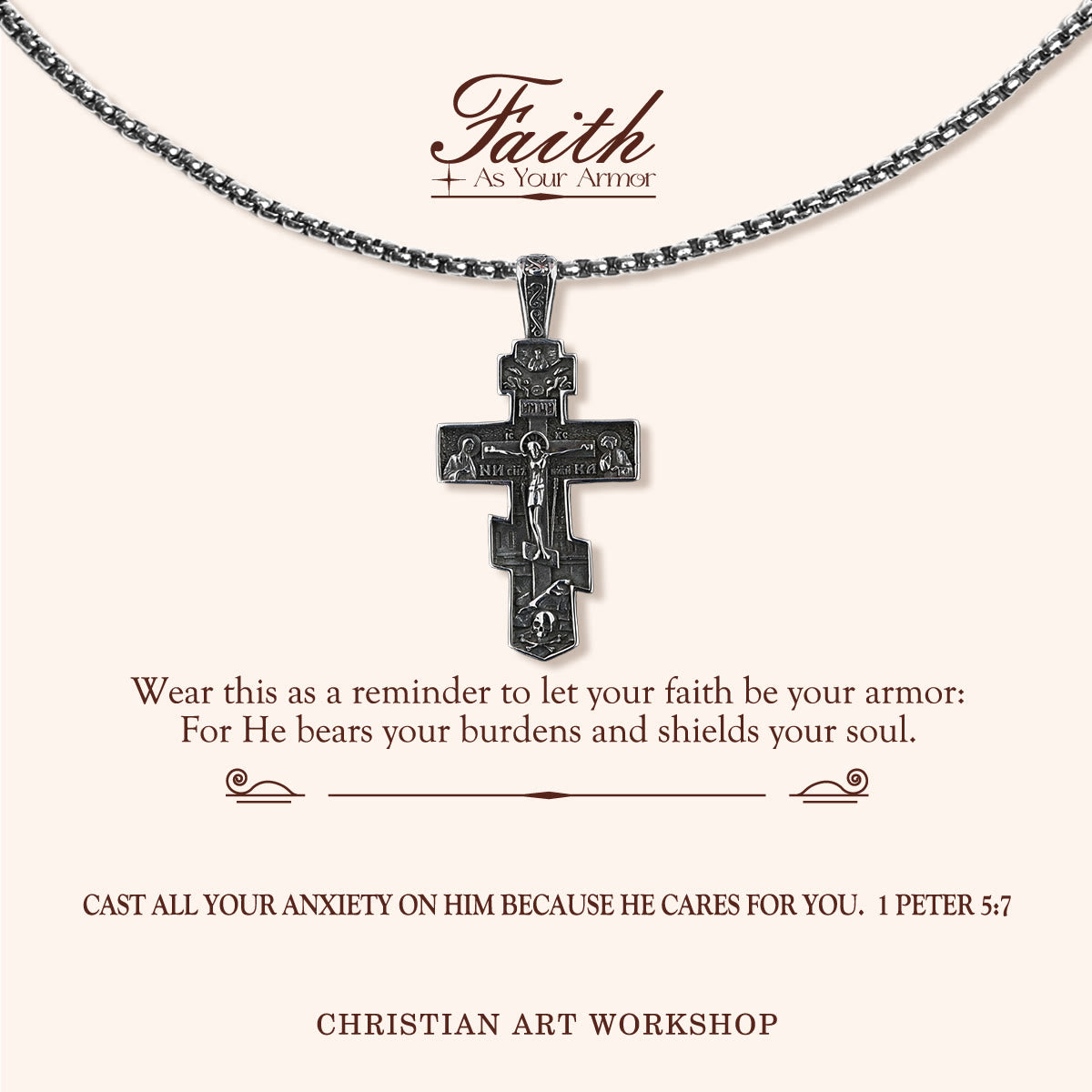 FAITH AS YOUR ARMOR: Orthodox Jesus Crucifix Necklace