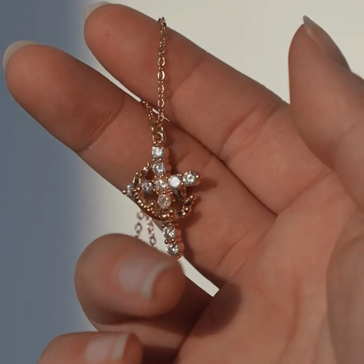 Modern Faith Crown Cross Necklace and Earring Set