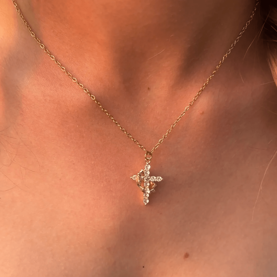 Modern Faith Crown Cross Necklace and Earring Set