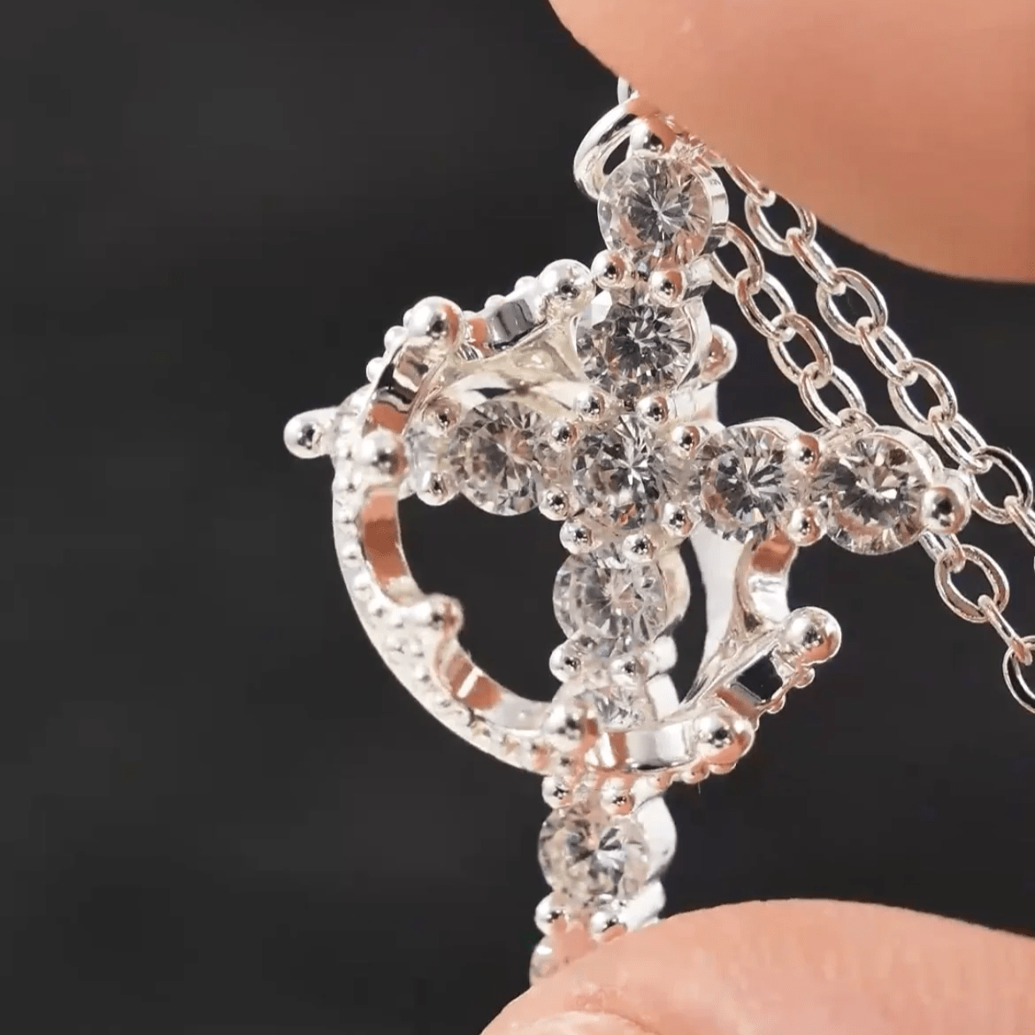 Modern Faith Crown Cross Necklace and Earring Set