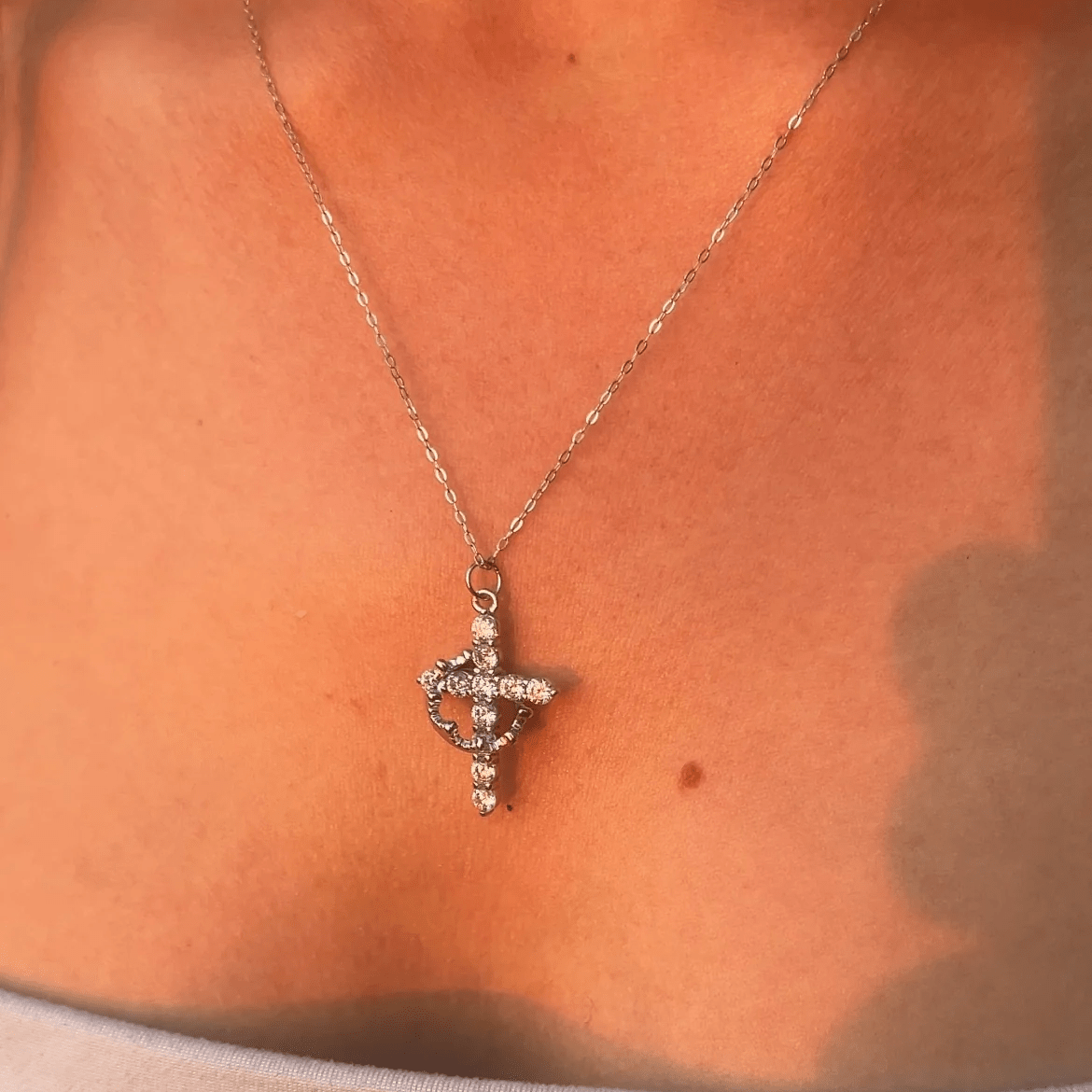 Modern Faith Crown Cross Necklace and Earring Set