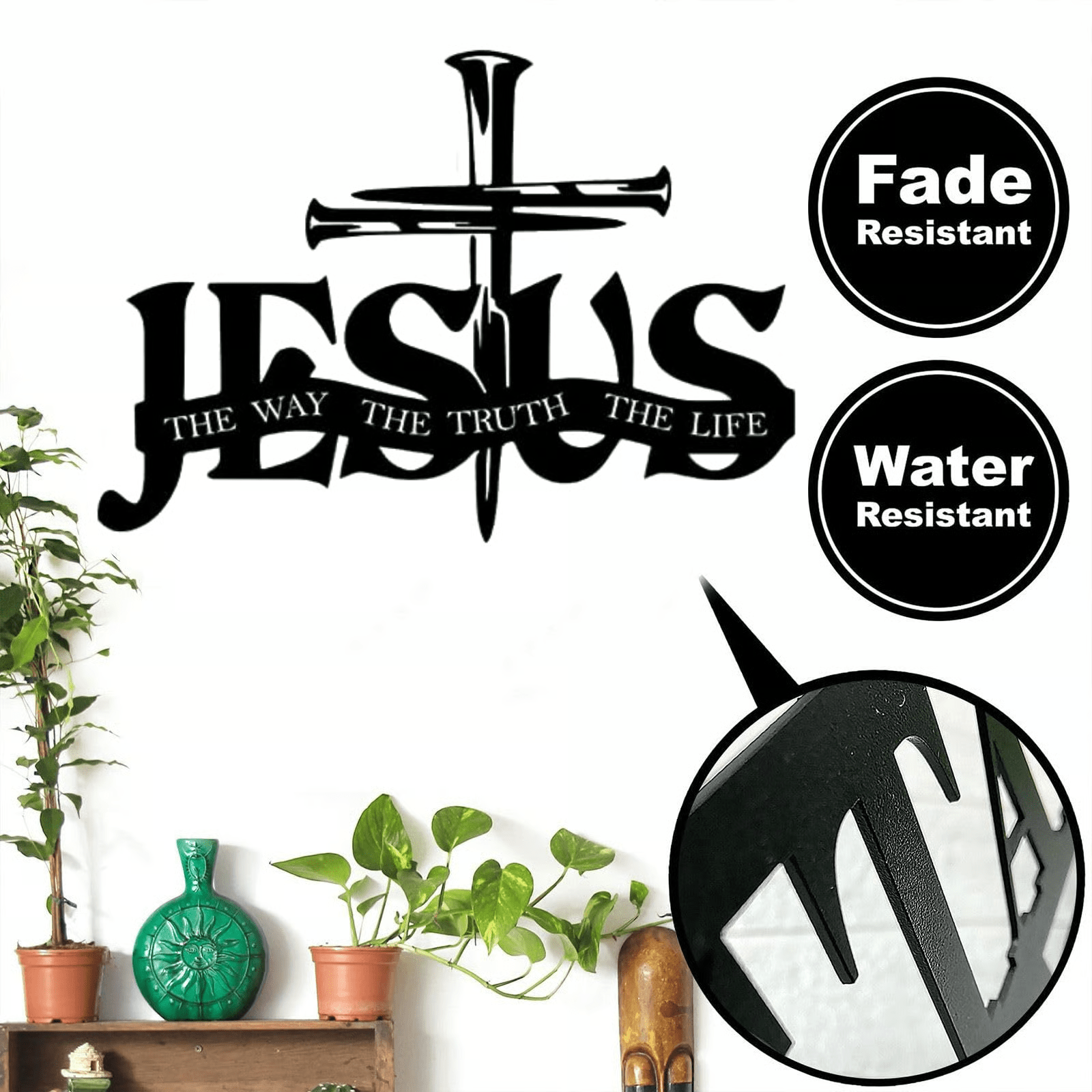 Christian Artwork Workshop Faithful Jesus & Cross Metal Wall Decor for Home