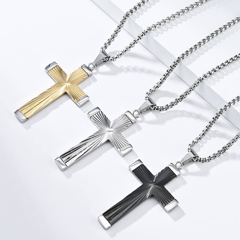 Three - Color Radiant Cross Pendant: A Fusion of Art and Belief
