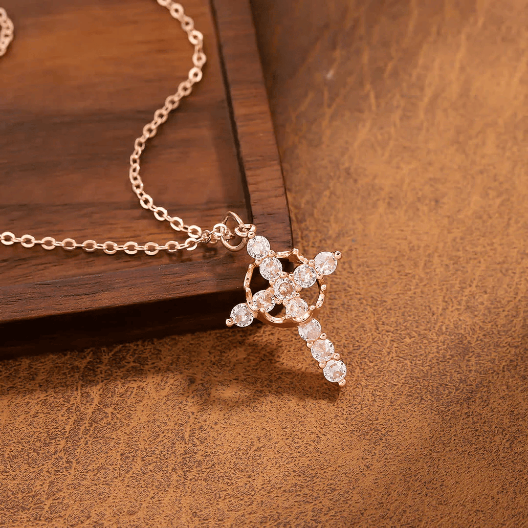 Modern Faith Crown Cross Necklace and Earring Set