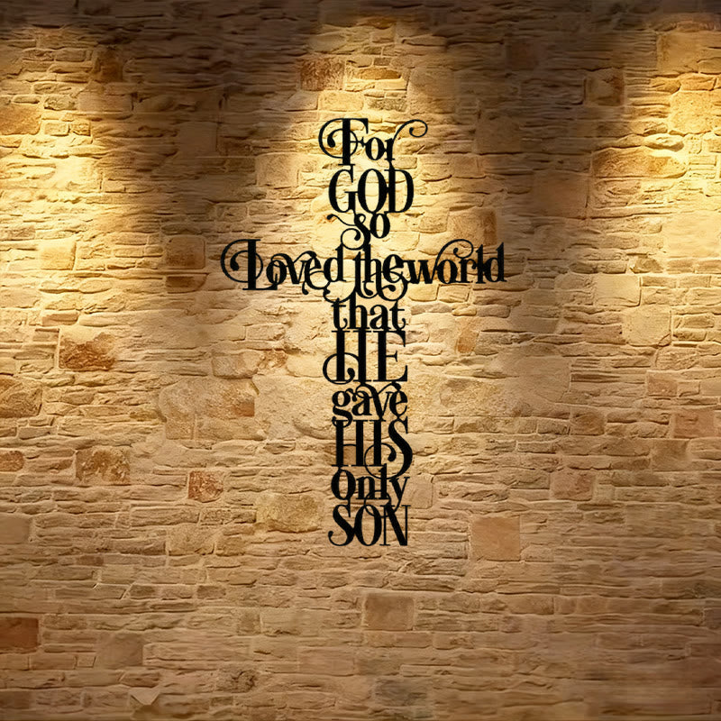 Christian Artwork Workshop John 3:16 'For God So Loved The World' Cross Metal Wall Decor