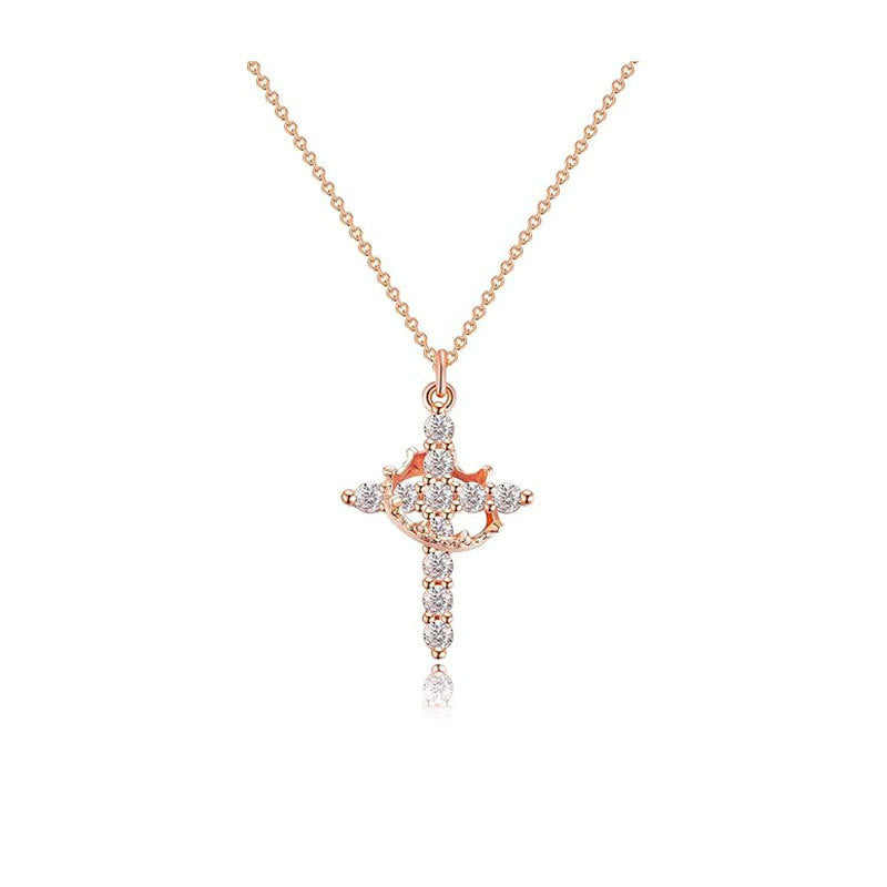 Modern Faith Crown Cross Necklace and Earring Set