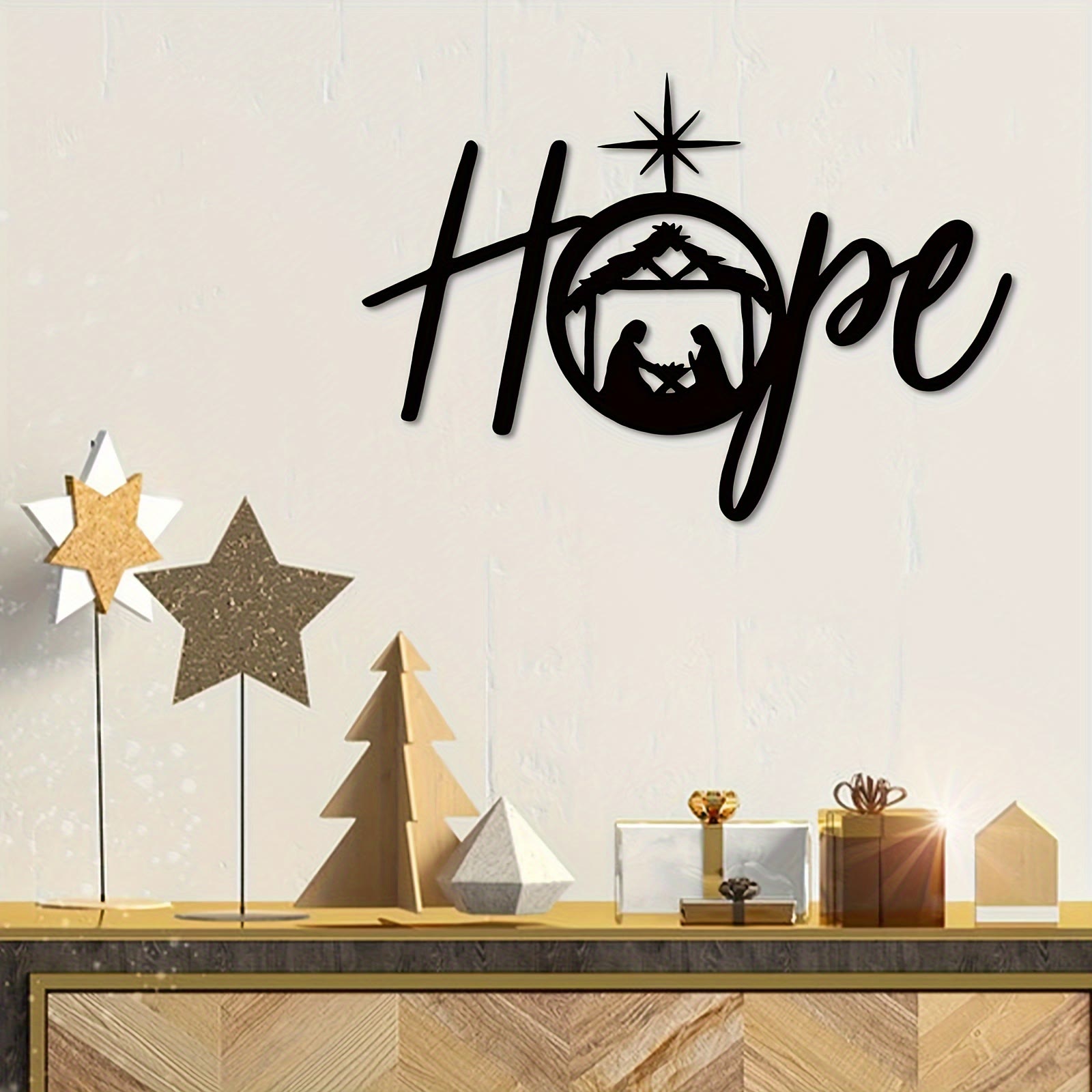 Christian Artwork Workshop Holy Night Nativity Metal Wall Decor: Embrace Joy and Hope in His Light
