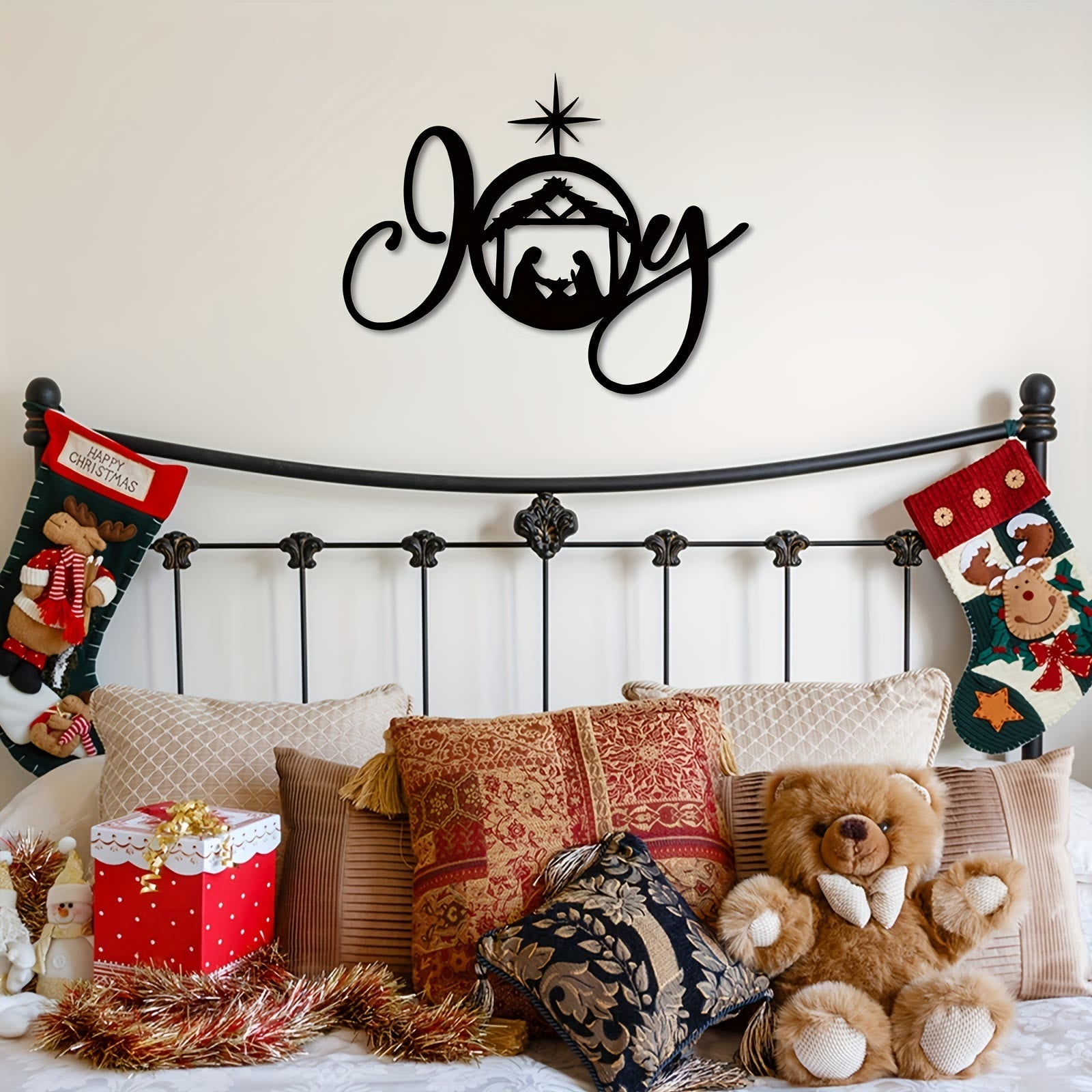 Christian Artwork Workshop Holy Night Nativity Metal Wall Decor: Embrace Joy and Hope in His Light