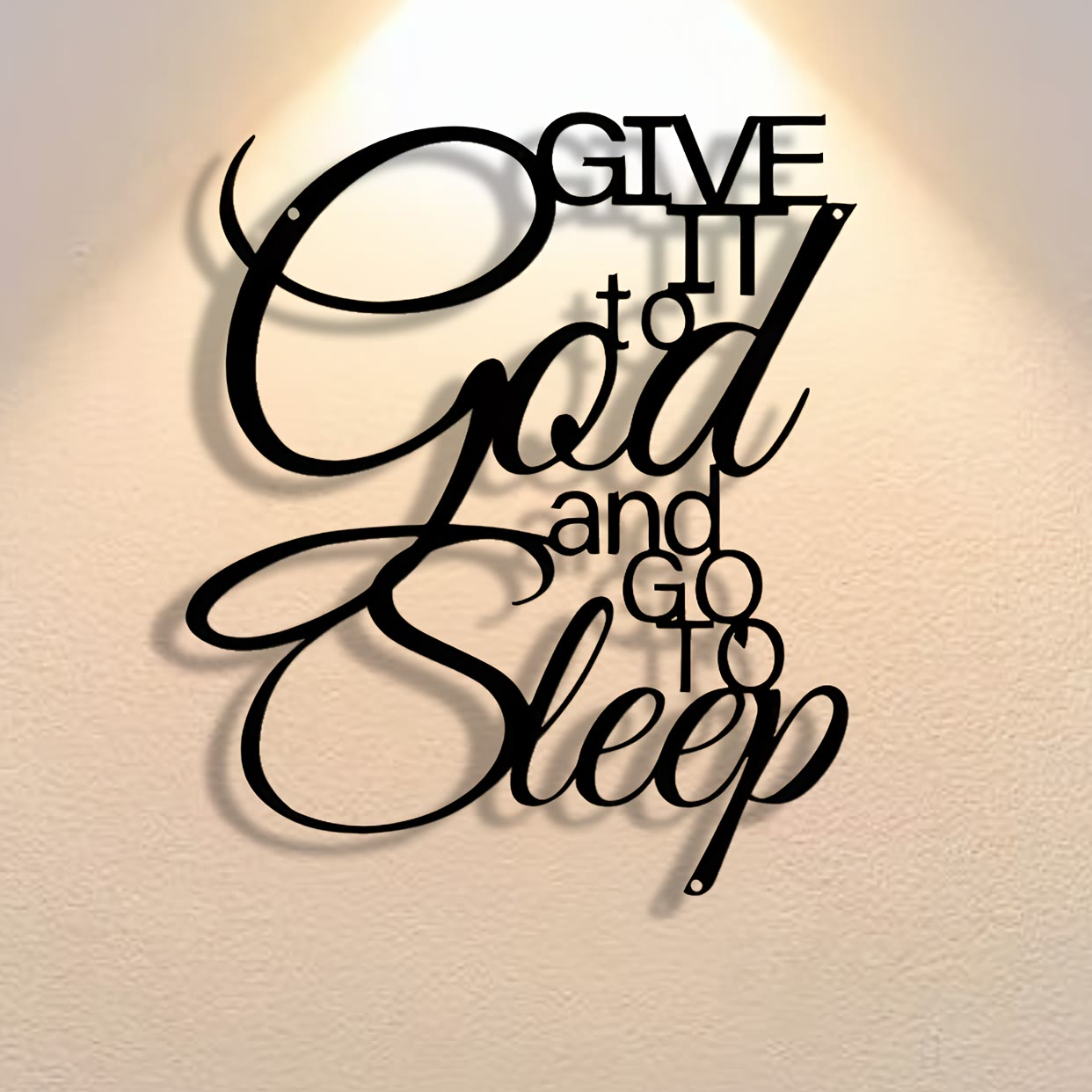 Christian Artwork Workshop 'Give It to God and Go to Sleep' Metal Wall Decor: Embrace Faith for Inner Peace