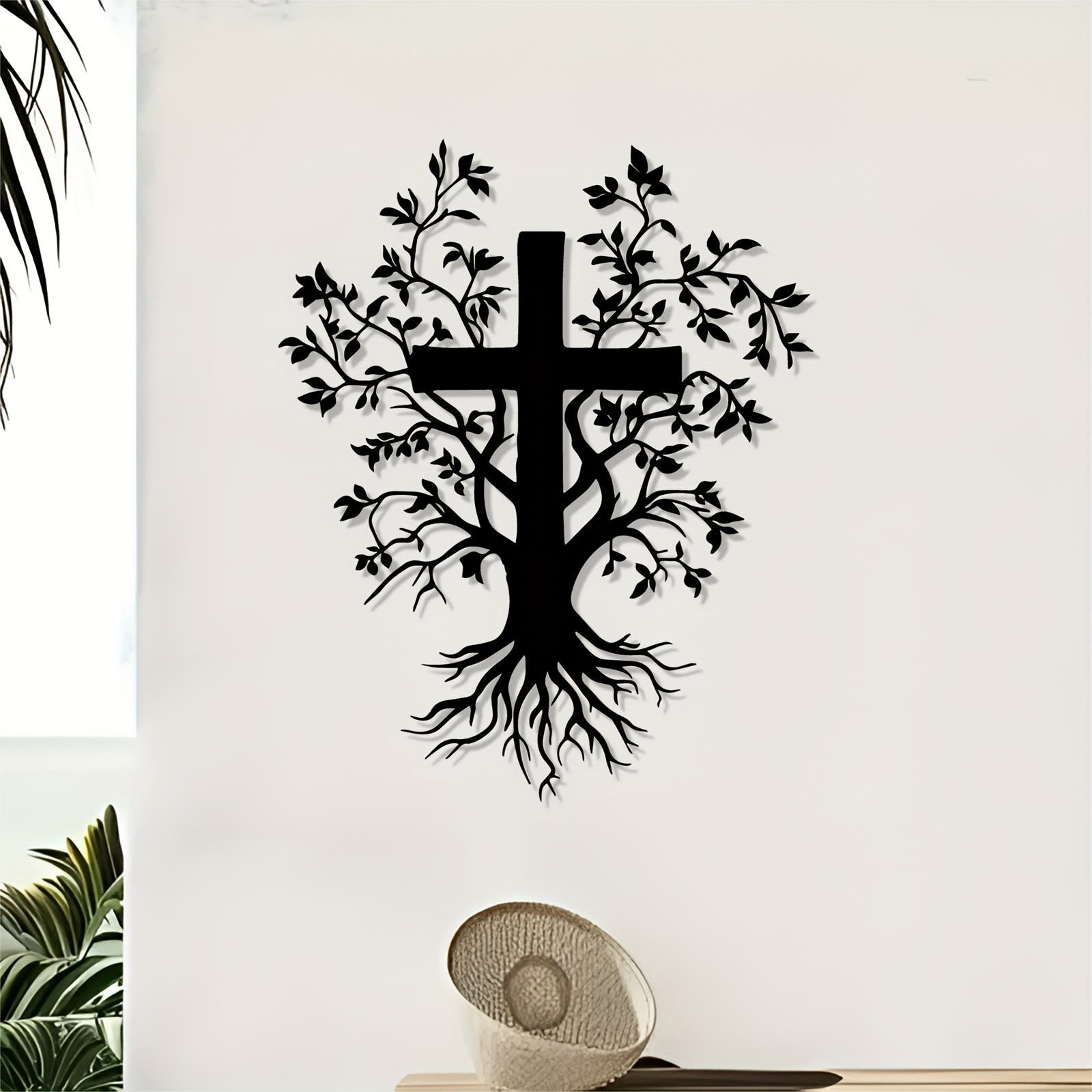 Christian Artwork Workshop Daily Faith Reminder: Metal Wall Decor Featuring Cross Tree for Spiritual Living
