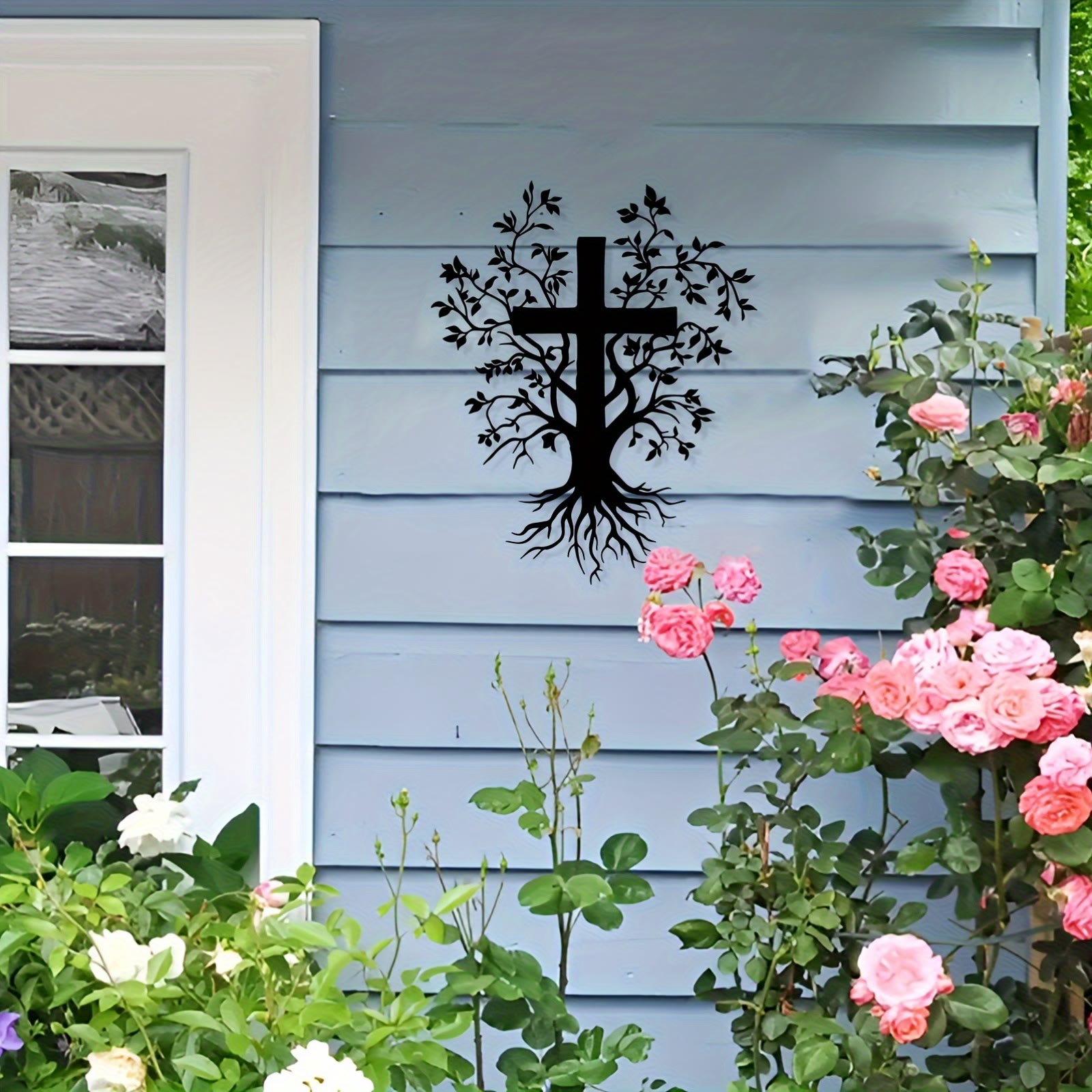 Christian Artwork Workshop Daily Faith Reminder: Metal Wall Decor Featuring Cross Tree for Spiritual Living
