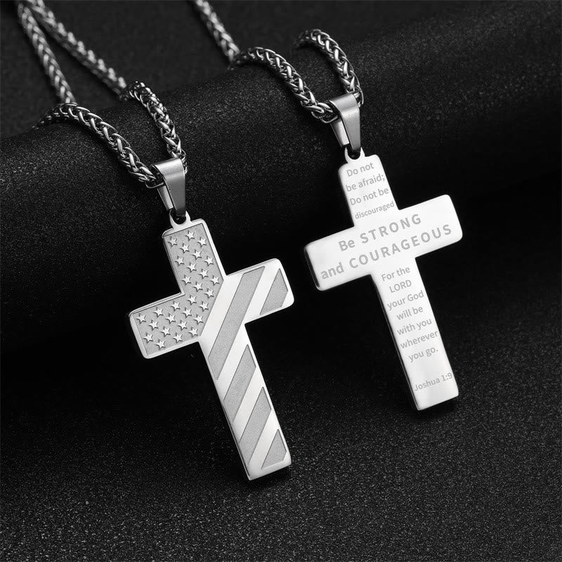Scripture Cross with American Flag