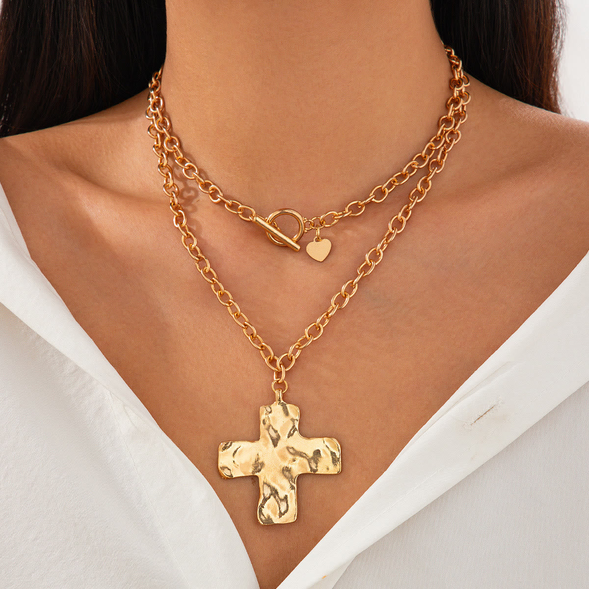 Antique Hammered Cross Pendant