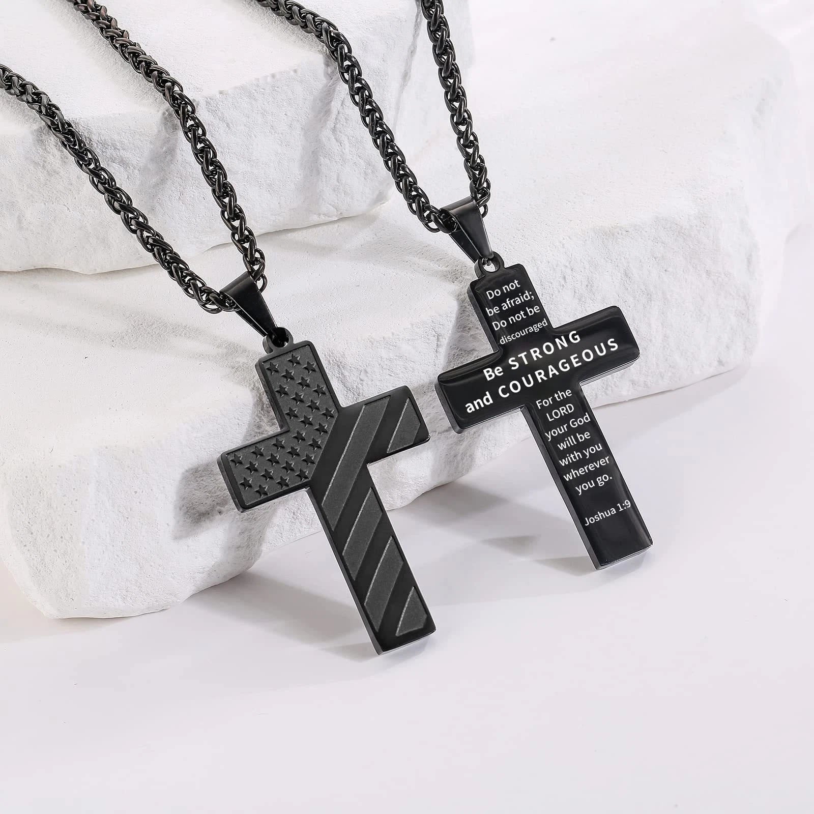 Scripture Cross with American Flag