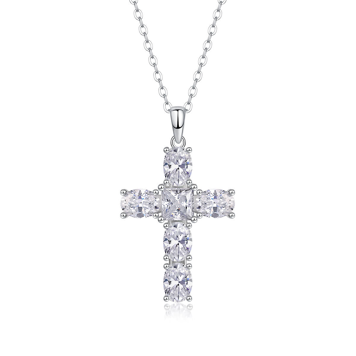 Sterling Silver Moissanite Cross Necklace: Faith Elegance & Timeless Sparkle