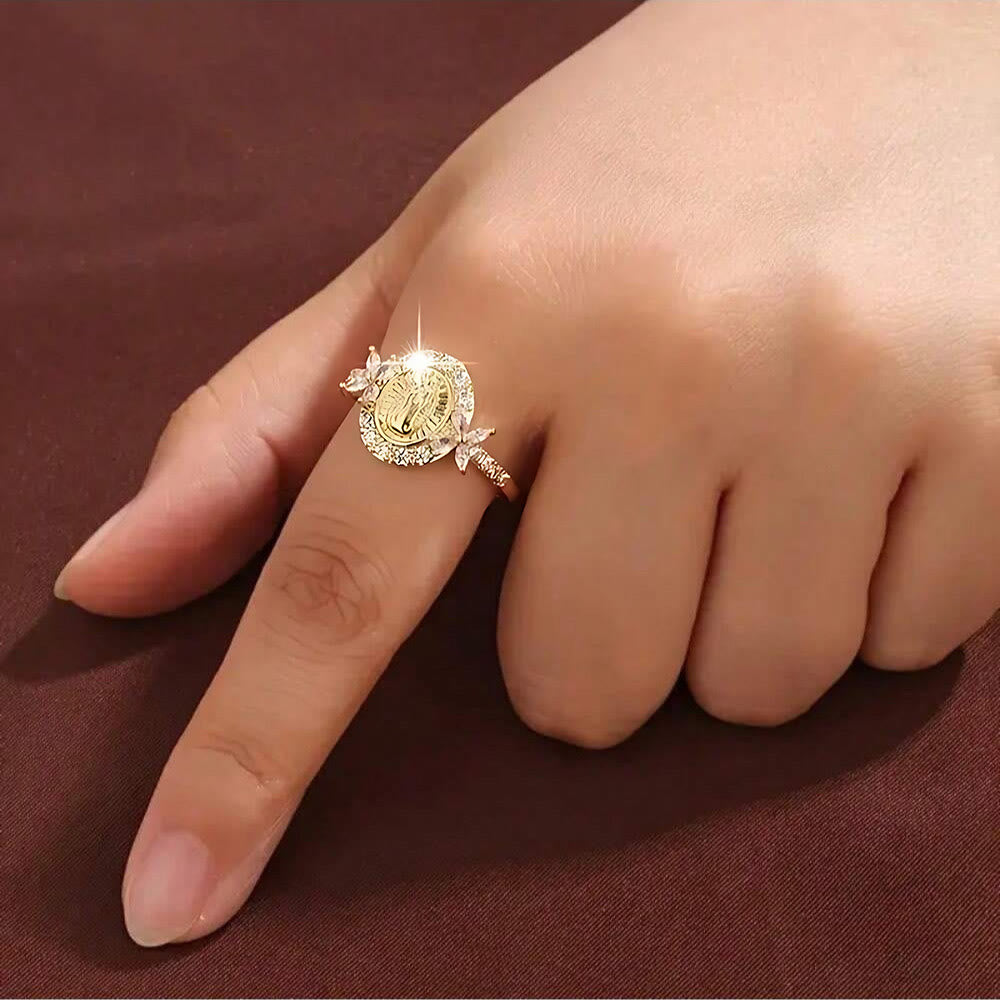 Elegant Virgin Mary Emblem Ring