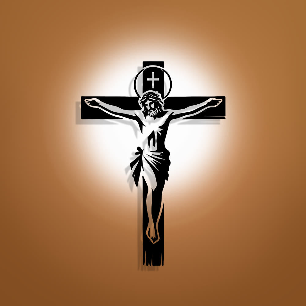 Christian Art Workshop Haloed Crucifix Metal Wall Decor: A Reverent Tribute to Divine Sacrifice