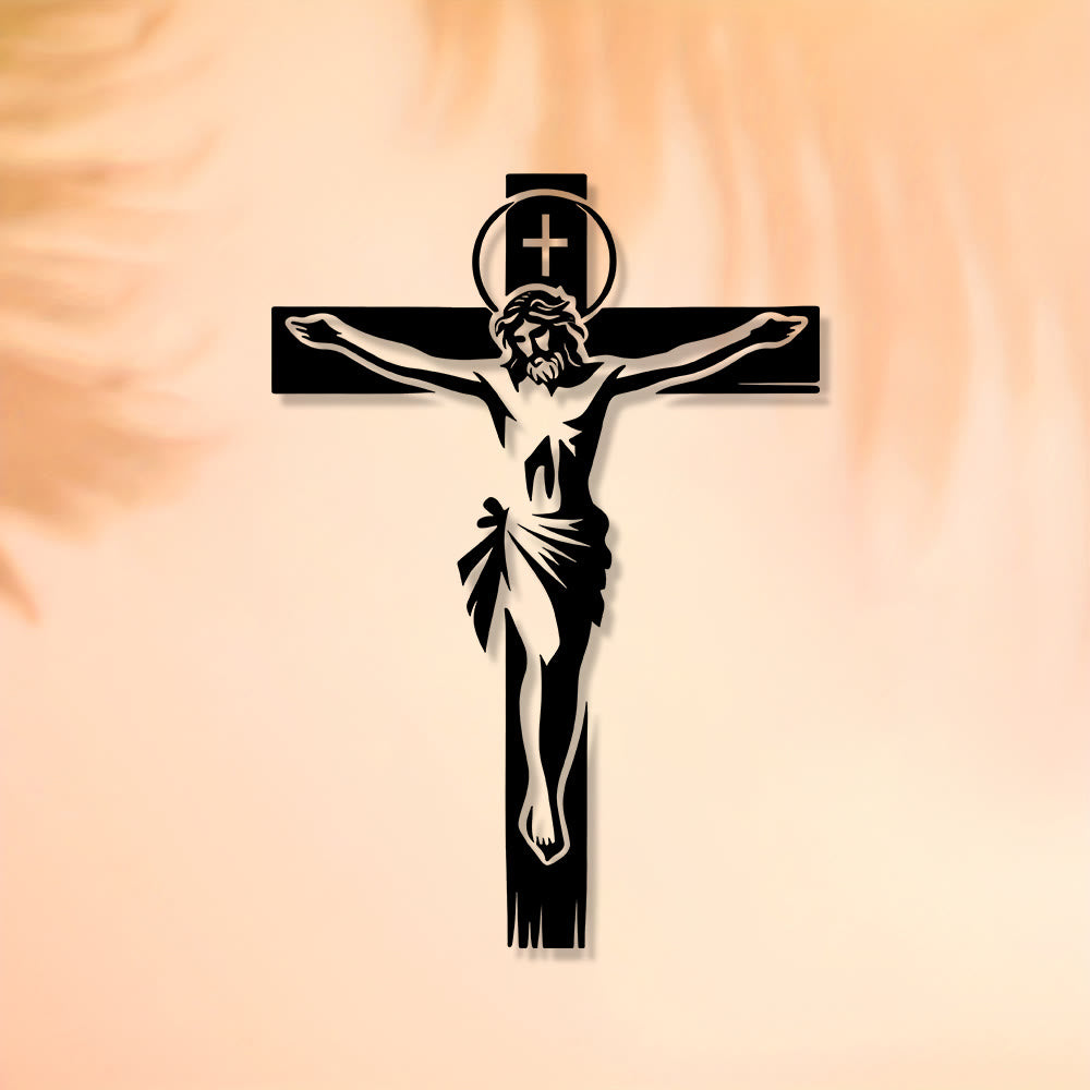 Christian Art Workshop Haloed Crucifix Metal Wall Decor: A Reverent Tribute to Divine Sacrifice