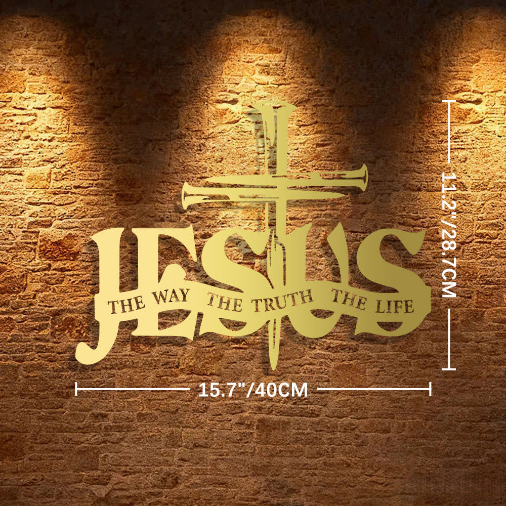Christian Artwork Workshop Faithful Jesus & Cross Metal Wall Decor for Home