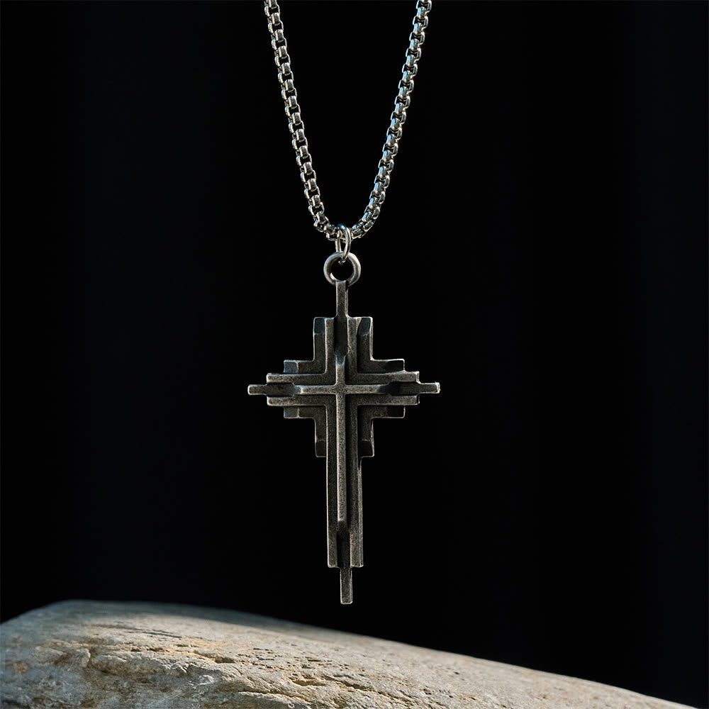 Abstract Alloy Cross Necklace