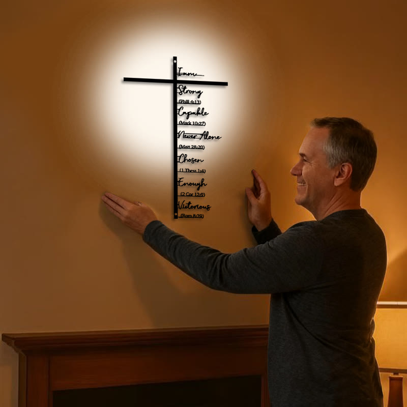 Christian Artwork Workshop Metal Wall Decor: Inspirational Biblical Verse Cross for Daily Faith