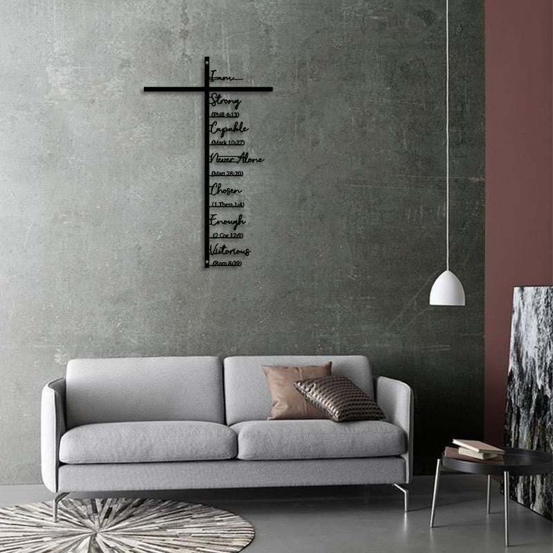 Christian Artwork Workshop Metal Wall Decor: Inspirational Biblical Verse Cross for Daily Faith