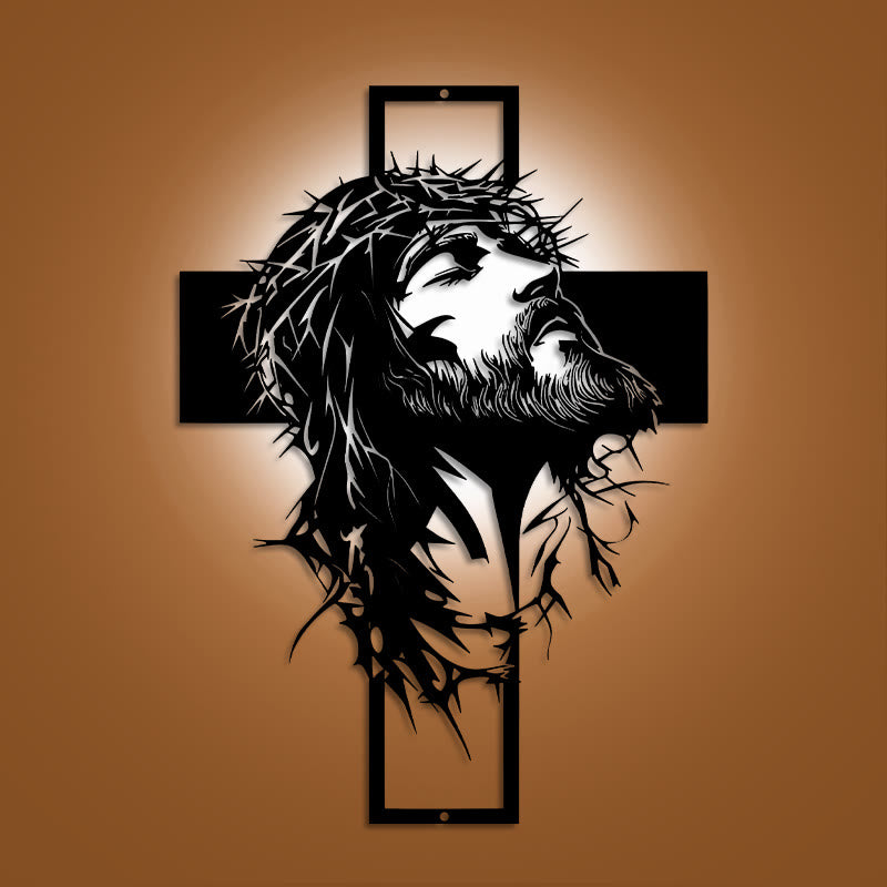 Christian Artwork Workshop Crown of Thorns Jesus Cross Metal Wall Decor: A Meaningful Expression of Faith
