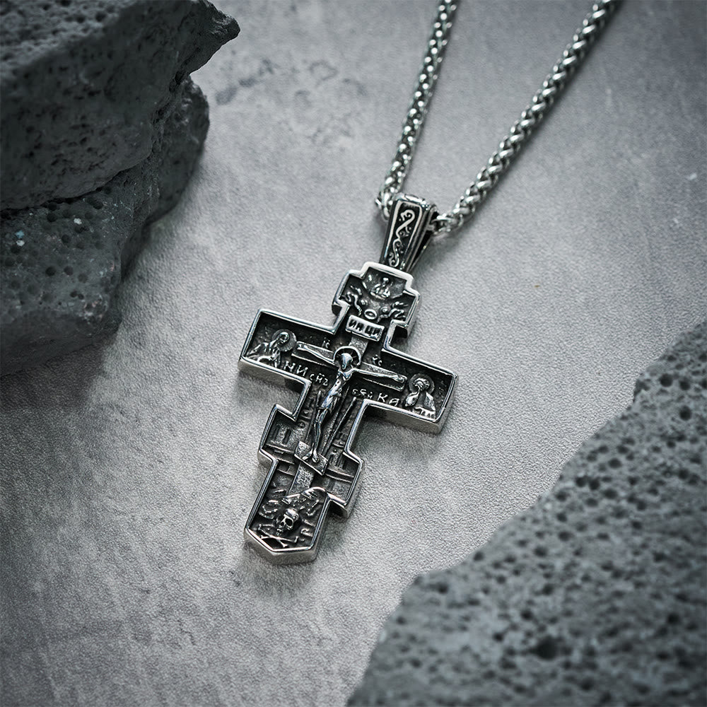 Titanium Orthodox Crucifix Necklace