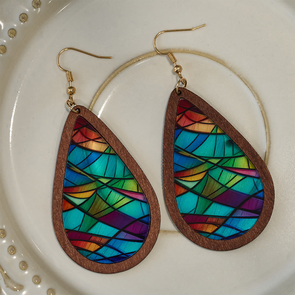 Glorious Grace Teardrop Earrings Inspired by Vibrant Stained Glass Church Art