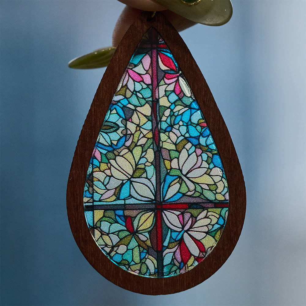 Glorious Grace Teardrop Earrings Inspired by Vibrant Stained Glass Church Art