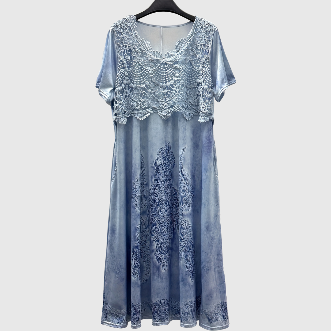 INDIGO | ELEGANT FLORAL MIDI DRESS