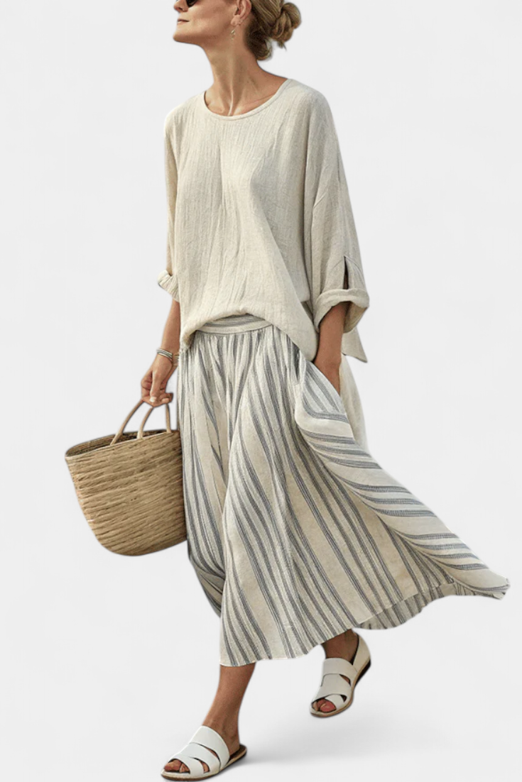 Aurcyn | Striped Skirt Set