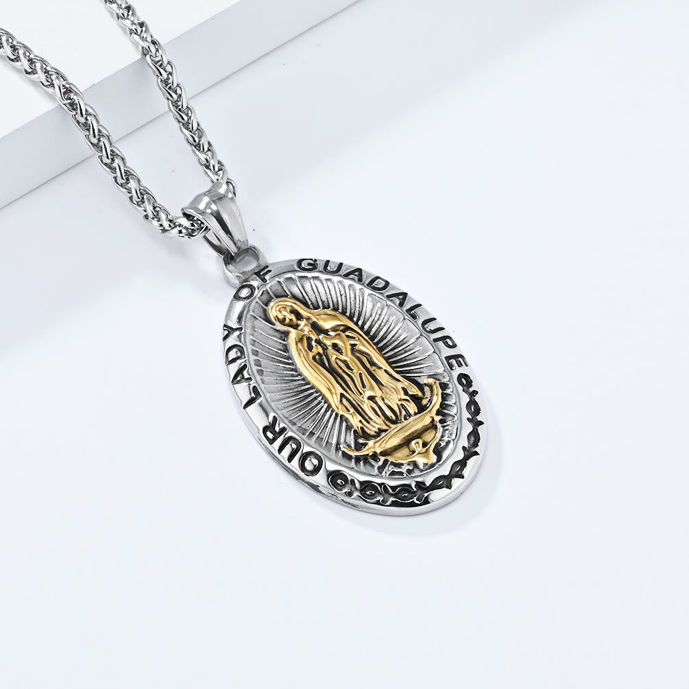 the 3 Colors Our Lady of Guadalupe Stainless Steel Necklace