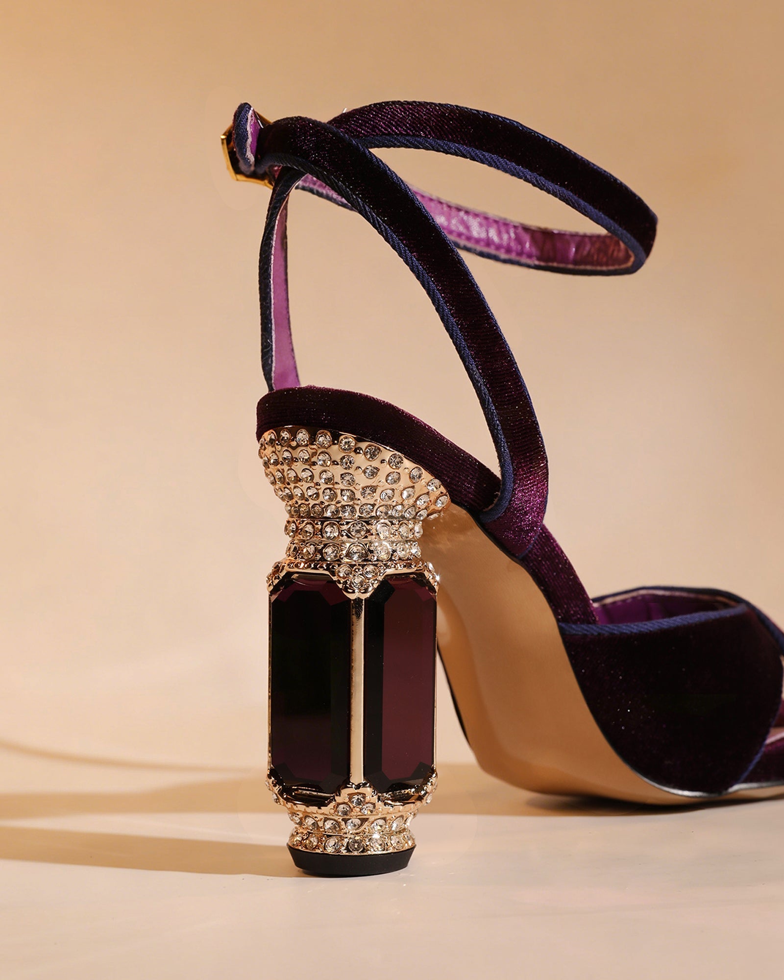 Blythe Velvet Vintage Sandals In Purple