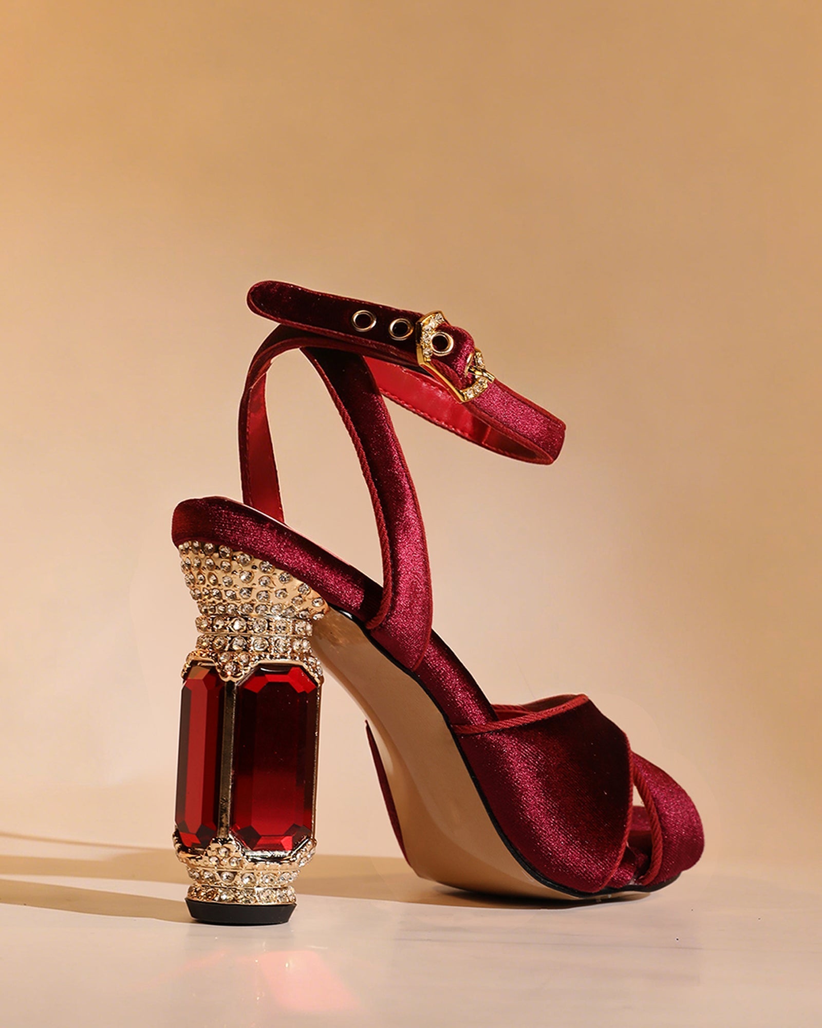 Blythe Velvet Vintage Sandals In Red
