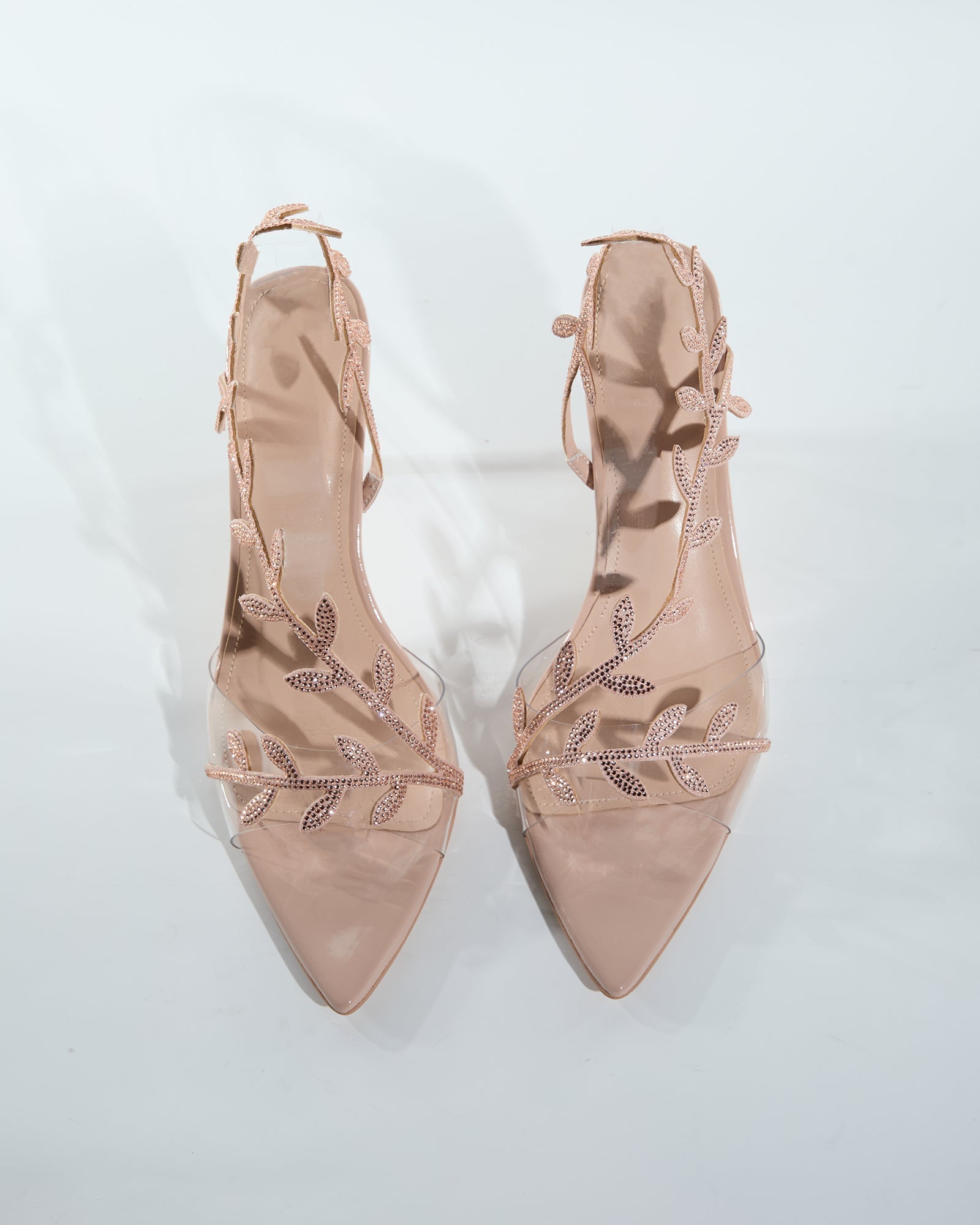 Ealar Rhinestone Leaf Slingback Sandals In Blush