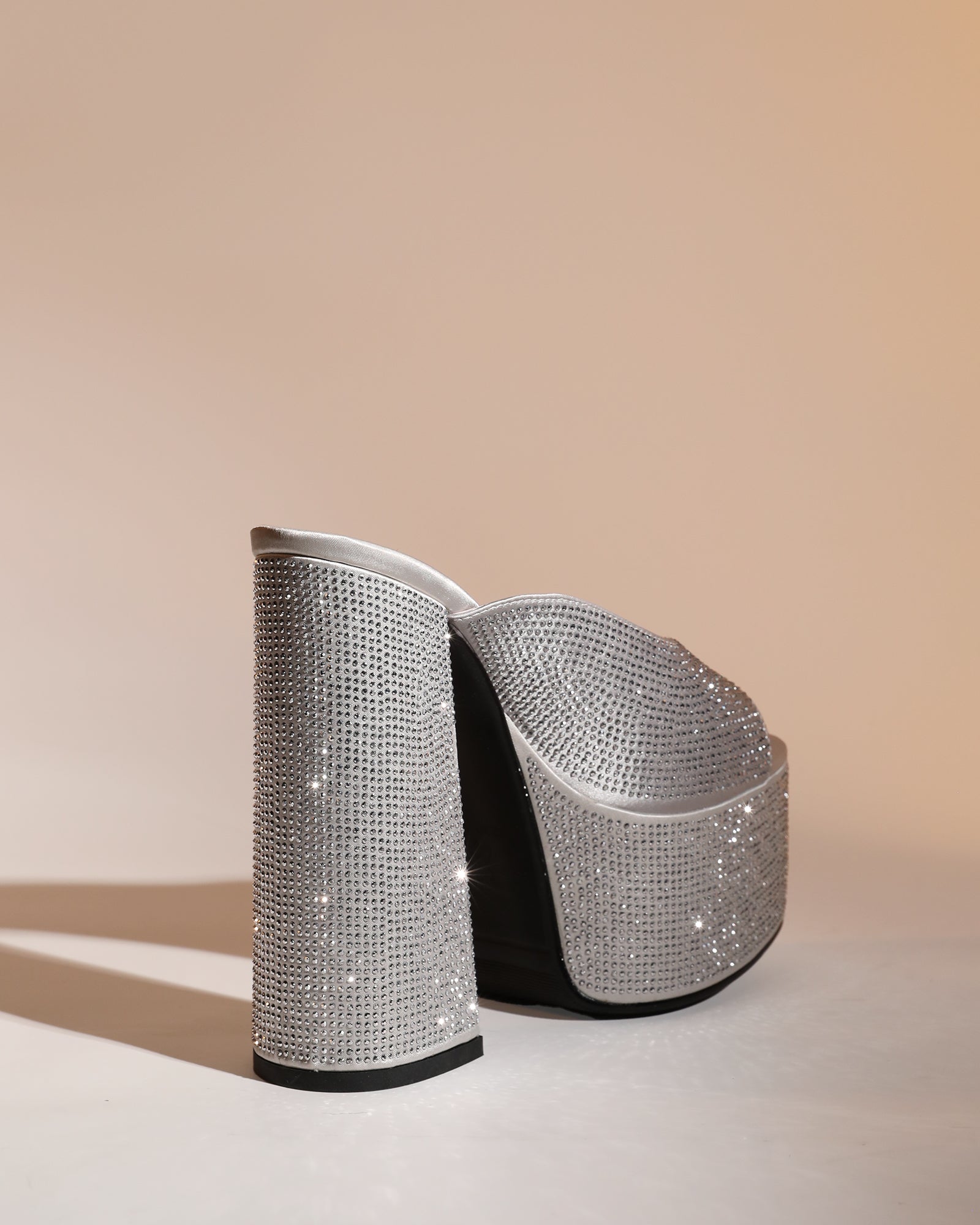 Ilenia Rhinestone Platform Sandals In Silver