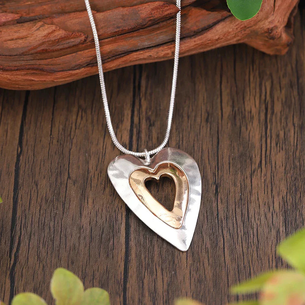 Vintage Silver & Gold Heart Necklace
