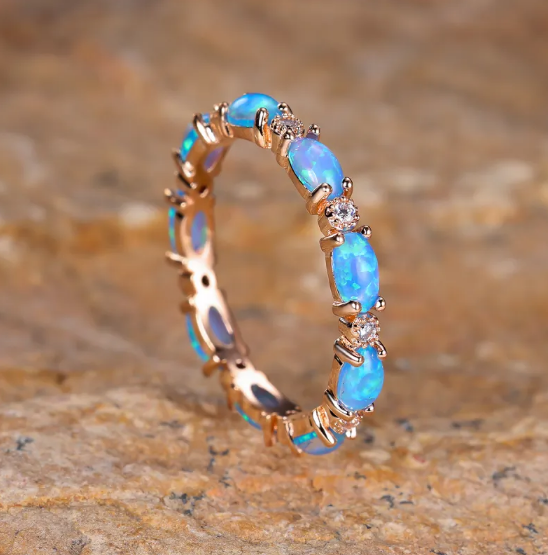 Platinum Heart-Shaped Opal Diamond Ring