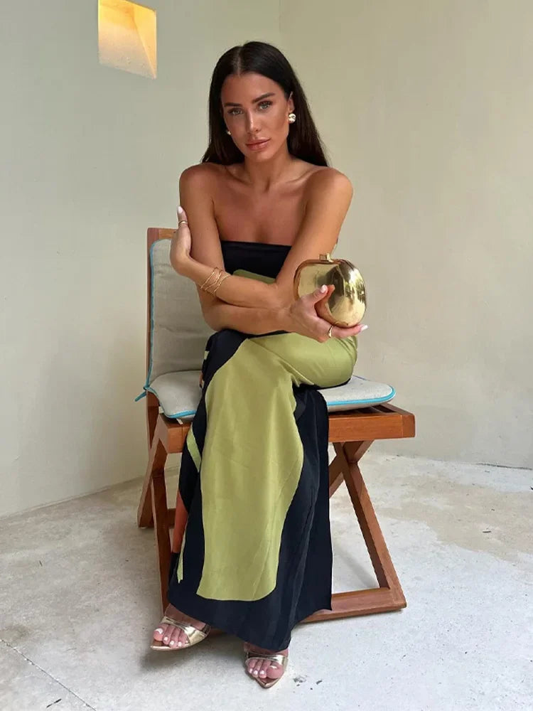 Ismeria - Abstract Strapless Maxi Dress