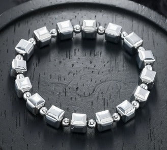 Vintage Silver Cubic Beads Bracelet