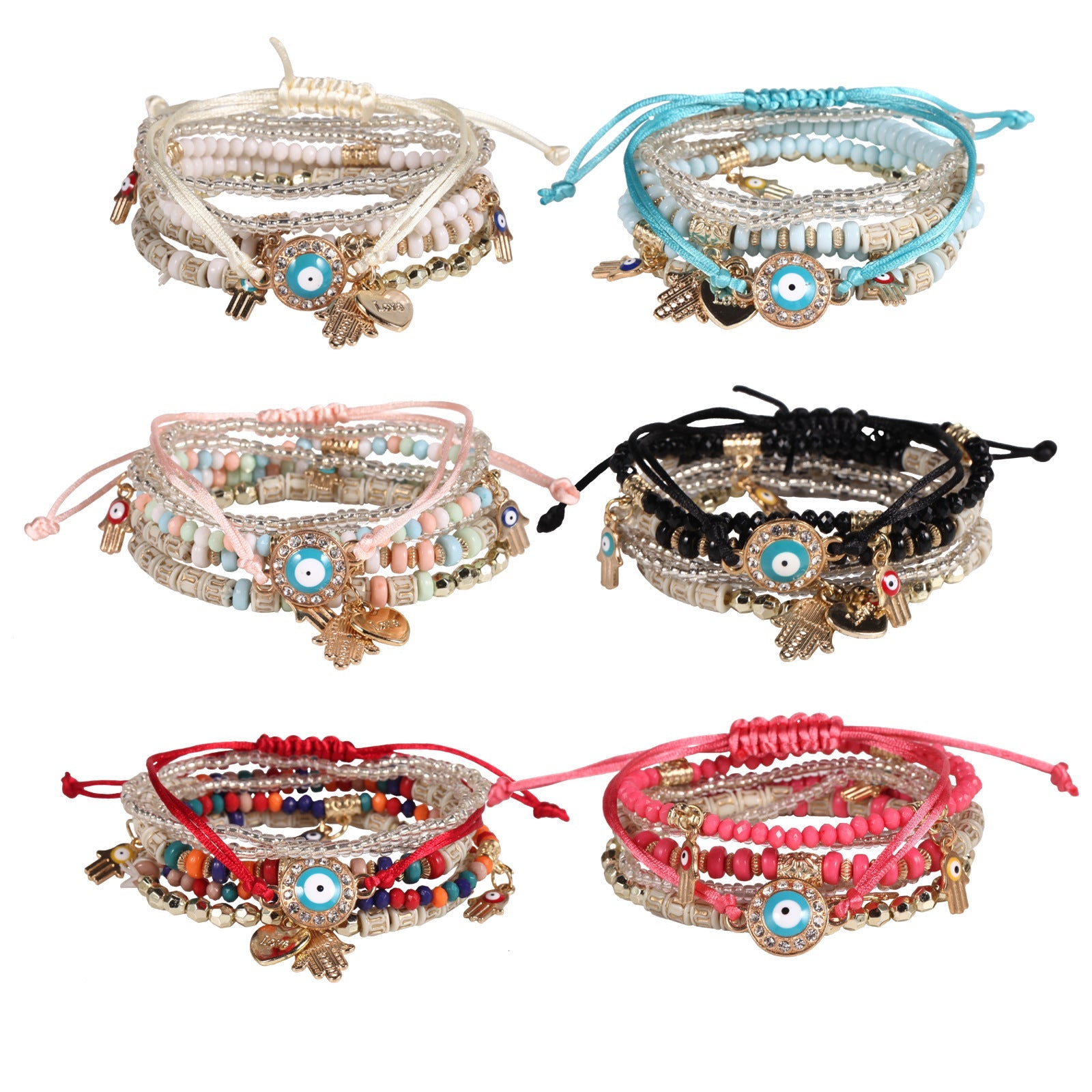Hamsa Bohemian Beach Bracelet Bundle
