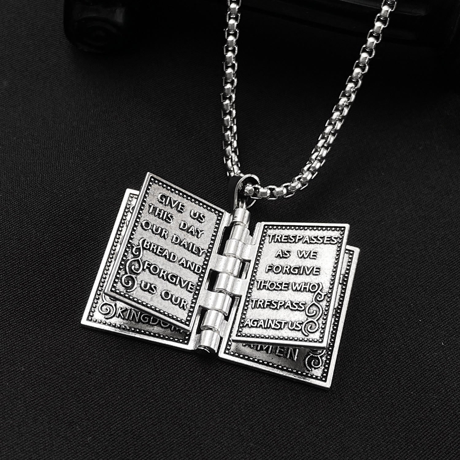 Turnable Holy Bible Pendant Christian Necklace