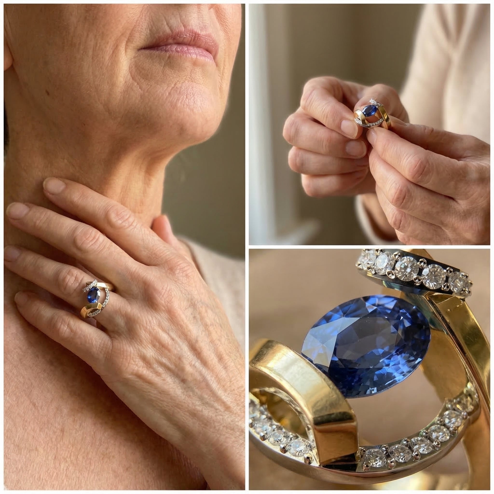 Vintage ring with blue zircon